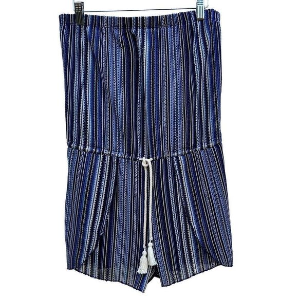Becca Women's Blue Striped Romper Cover Up Swimsuit Size Medium - Picture 1 of 6